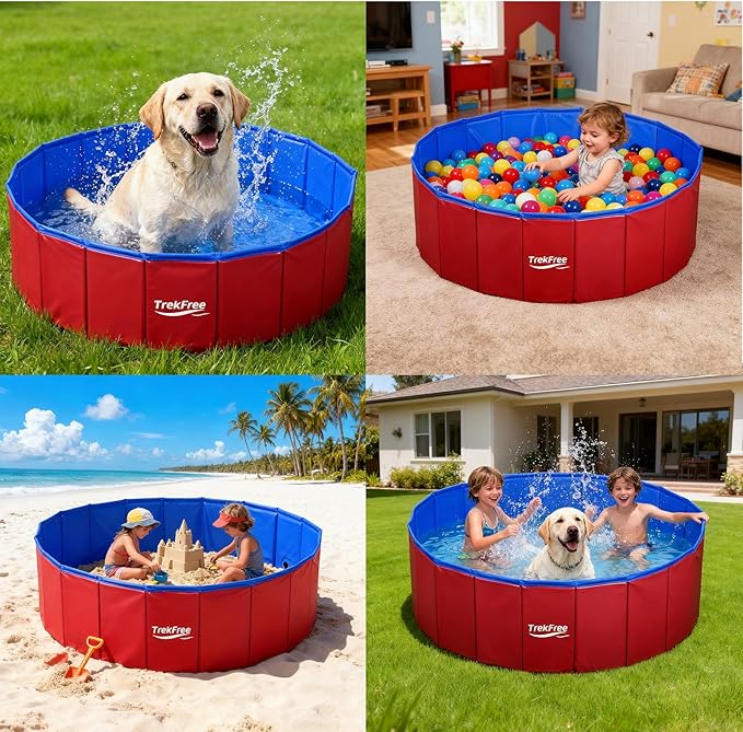 Foldable Pet Pool, 40" x 12" Dog Pool,Non-Slip Pet Bath Tub for Outdoor Backyard,Collapsible Dogs Swimming Pool for Pets