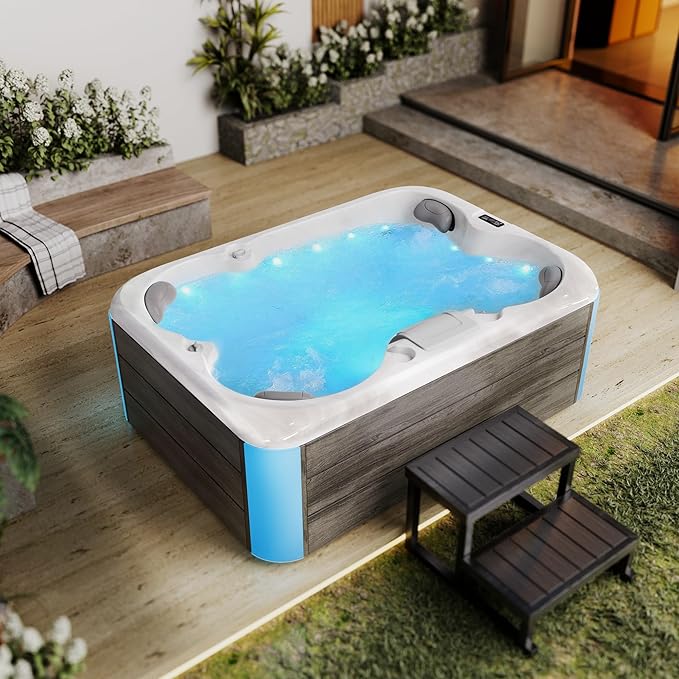 Empava Hot Tub, 4-Person Home Spa for Hydrotherapy, Arthritis & Muscle Relief |20-Jet 110V Backyard Oasis for Ultimate Recovery & Lasting Family Memories, Acrylic, 82", ETL Certified