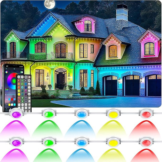 300Ft Permanent Outdoor Lights for House Waterproof, IP67 LED Eave Lights with App/Remote Control, Outdoor Permanent led Lighting for House Roof Decor,Christmas,Party,All Holiday and Daily