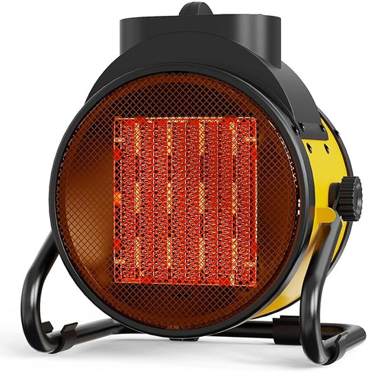 Buyplus Electric Space Heater - Outdoor Heater with Super Long Cord, Overheat Protection, Heaters Heat Up in 2 Seconds, 3 Modes, Small Fan Heater Tent Ceramic Space Heater for Patio, Amber