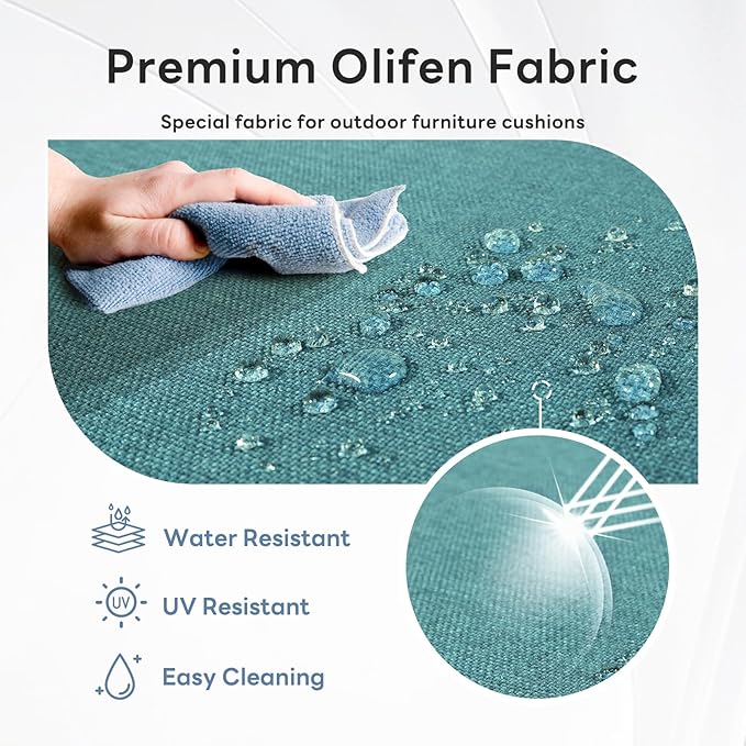 6" Thicker Outdoor Chair Cushion 10 Set - 24" *24" *6" Waterproof Patio Furniture Cushions with Removable Cover, 28D High Density Sponge Filling Thicken Outdoor Patio Cushions - Peacock Blue