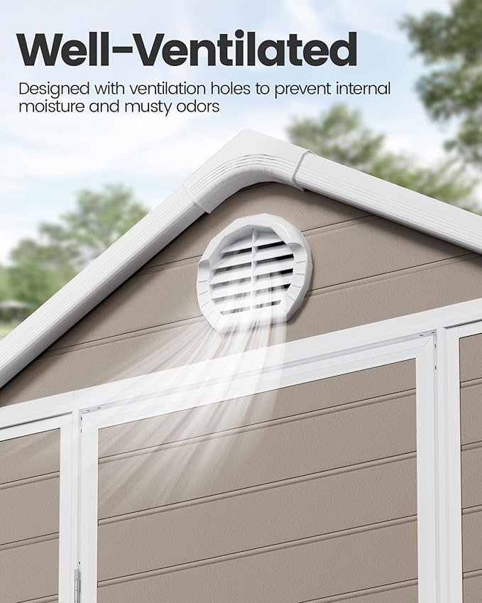 6x4.5 Resin Outdoor Storage Shed with Enhanced Roof Runoff & Floor, Secure Hidden Screws Design, Durable Build for Deck, Pool Supplies, and Versatile Storage, Warm Grey