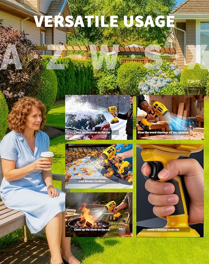 JH Steady 21V Cordless Handheld Leaf Blower - Variable Speed, 30000RPM Powerful Handheld Blower with Rechargeable Battery, Protective Gear for Home, Backyard, Driveway & Snow Removal