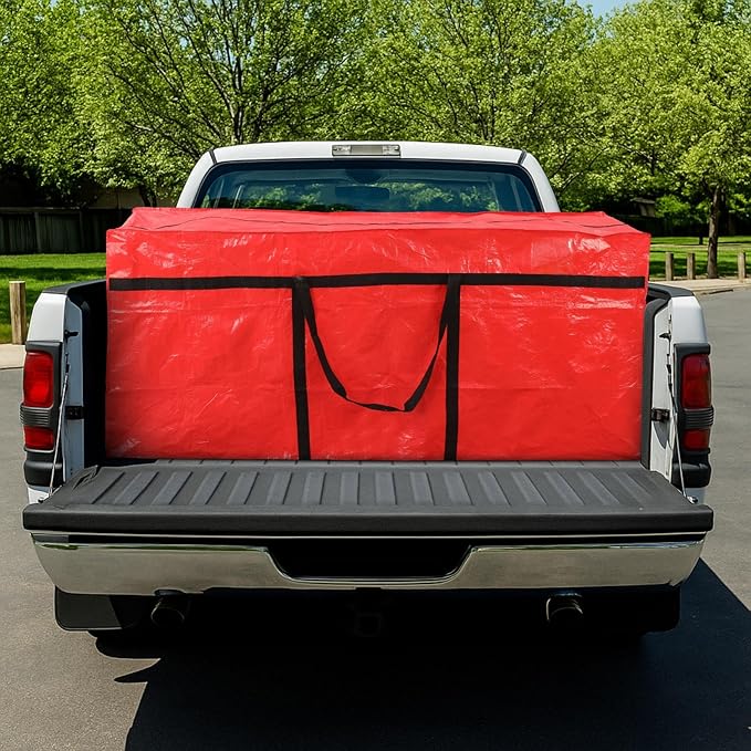 Windyun 4 Pack 168 Gallon Extra Large Storage Bags XXL Moving Bags with Zipper Handles Heavy Duty Jumbo Big Tote Box for Christmas Tree Storage 4, 5, 7.5, 9, 10, 12 ft Skeleton College Dorm(Red)