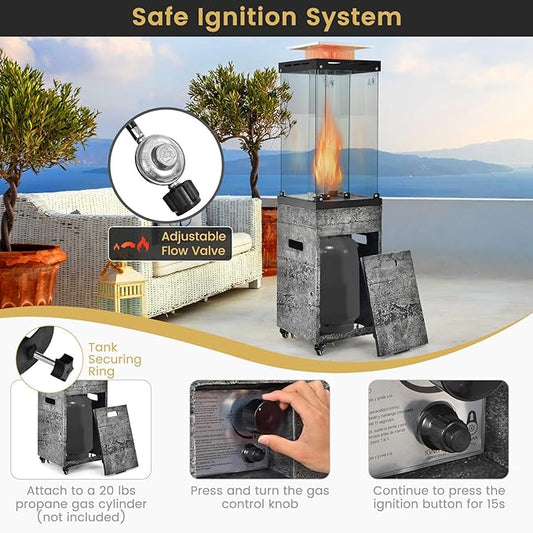 Giantex 41,000 BTU Outdoor Heaters for Patio - Propane Patio Heater, Outside Space Heater with Protective Cover, Wheels & Adjustable Feet, CSA Certification, Portable Gas Heater for Garden, Yard (Mix Gray)