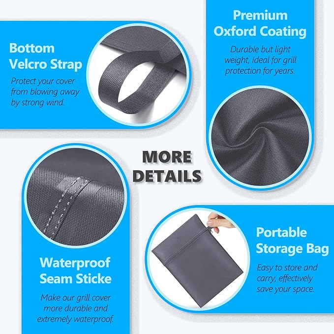 HomWanna 22 Inch Kettle Grill Cover - Superior Charcoal Cover for Weber Original and Master Touch - 600D Outdoor BBQ Cover for 22 Inch Weber Grills and More