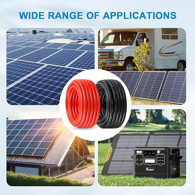 MOOKEERF Solar Pane Wire 10 AWG - Solar Extension Cable 150Ft Black & 150Ft Red 10 Gauge Tinned Copper PV Wire for Outdoor Automotive RV Solar Panel Boat Marine (Black+Red)