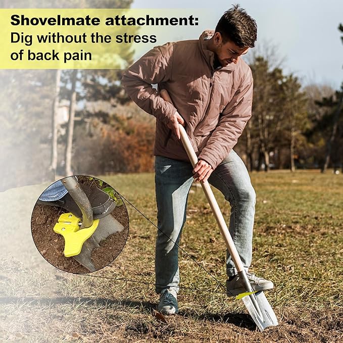 Non-Skid Shovel Attachment (Set of 2) – Back-Saving Ergonomic Shovel Foot Step for Easier Digging & Landscaping | Heavy-Duty Shovel Grip Accessory, Fits Most Shovels – Green