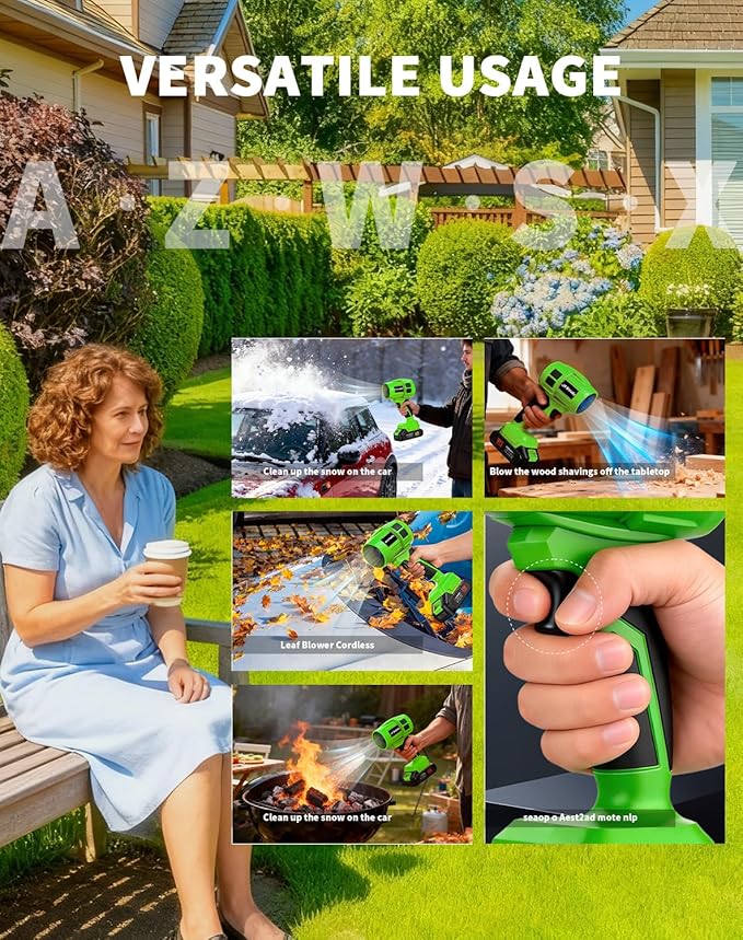 JH Steady 21V Cordless Handheld Leaf Blower - Variable Speed, 30000RPM Powerful Handheld Blower with Rechargeable Battery, Protective Gear for Home, Backyard, Driveway & Snow Removal