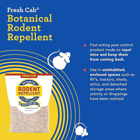 Fresh Cab Rodent Repellent - Botanical Pest Control for Indoor Use - Safe for Kids & Pets When Used As Directed - Made with Plant Fibers, Balsam Fir Essential Oil & Fragrance - 4-Pack