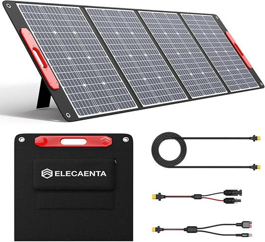 ELECAENTA 300W Portable Solar Panel for Power Station Generator, 25% High Efficiency, Ultra Lightweight, 39V Foldable ETFE Portable Solar Charger for Outdoor RV Camping Off-Grid Rooftops Emergency