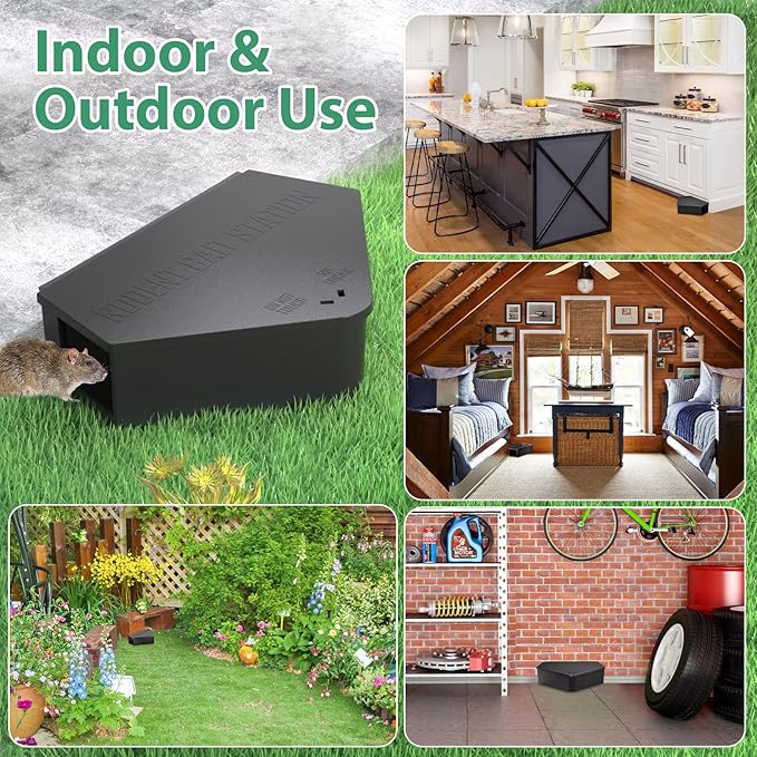 Anblak 6 Pack Rat Station Box with Keys, Rodent Station Keeps Rats Away, Keeps Children and Pets Safe, Key Unlocking, Reusable & Long-Lasting, Indoor & Outdoor