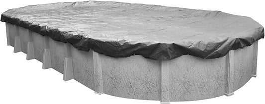Robelle 15 x 30 ft Professional Silver Winter Oval Pool Cover for Above Ground Pools, 4 ft Overlap (19 x 34 ft Cover Size), Solid 12 x 12 Scrim, 3.7 oz/yd2, 15-Year Warranty, Style: 331530-4A