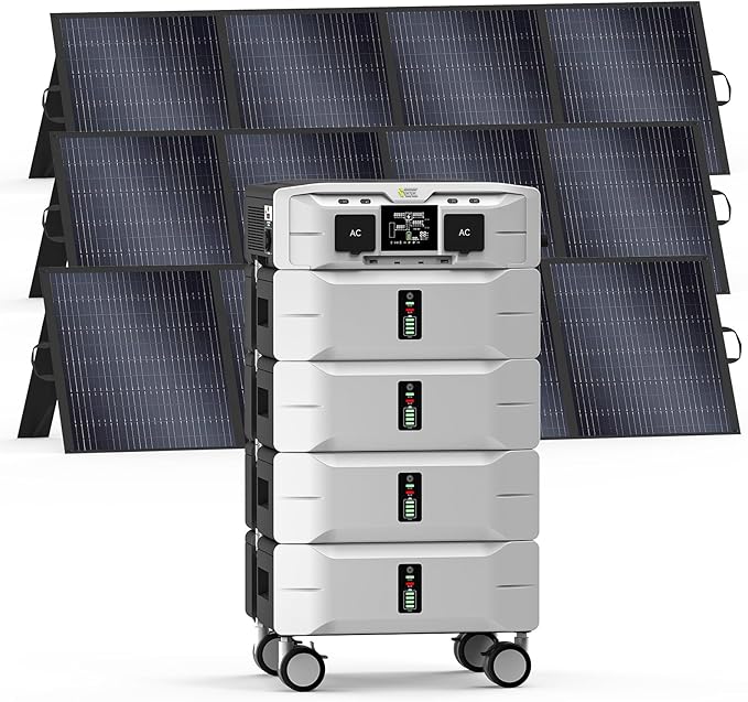 IEE 10.24kWh Portable Power Station SP5000 with 3x200W Solar Panel, 120/240V Solar Generator 5000W(Peak 9000W) AC Output, LFP Battery Generator for Home Use, Camping, Power Outages, RVs