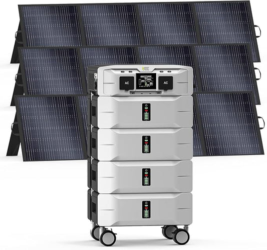 IEE 10.24kWh Portable Power Station SP5000 with 3x200W Solar Panel, 120/240V Solar Generator 5000W(Peak 9000W) AC Output, LFP Battery Generator for Home Use, Camping, Power Outages, RVs
