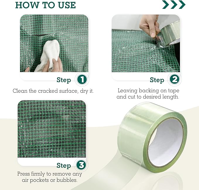 EAGLE PEAK Greenhouse Cover Repair Tape 2''x15' Heavy Duty 18.9 mil Reinforced Ultra High Performance Acrylic Adhesive Weather Resistant Tape for PE Polyethylene Greenhouse Covers and Film, Clear
