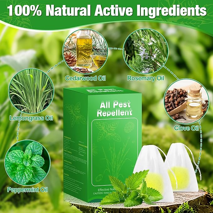 Rodent Repellent Indoor/Outdoor, 24Pack Pest Repellent, Natural Peppermint Oil Pest and Mice Rat Repellents, Long-Lasting Repel Mice, Spider, Roaches, Squirrels, Ants, Rodents