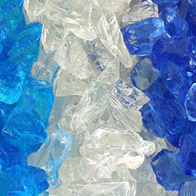 Light Blue & Sky Blue Fire Pit Glass - Fire Glass Rocks for Fire Pit & Fireplace - Gas & Propane (10 Pound, Ocean)