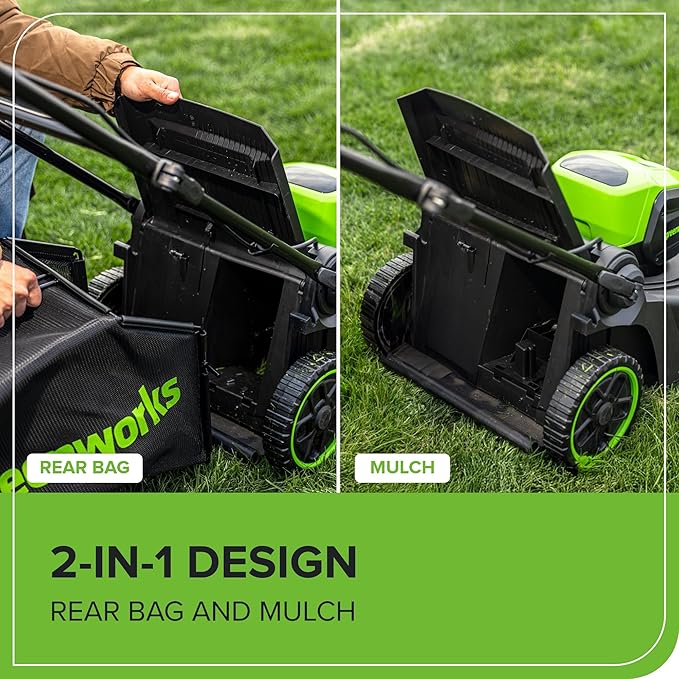 Greenworks 60V 17" Brushless (Push) Mower + 60V 13" String Trimmer, 4.0Ah Battery and 3A Charger