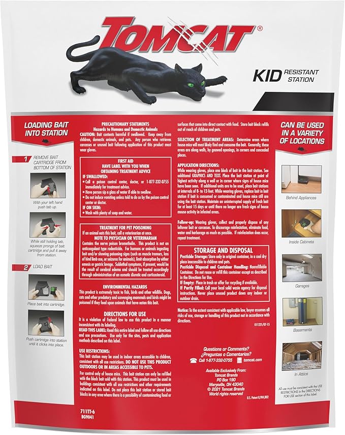 Tomcat Mouse Killer(e) Refillable Station for Indoor Use - Child Resistant (1 Station with 32 Baits)