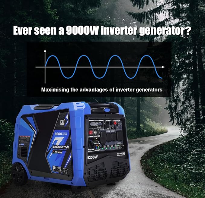 DK 9200W Generator, Tri-fuel, Gas LPG NG, 120V/240V Output, Remote & Electric Start, 5-20R L5-30P 14-30R 14-50P, for Backup Power Outage Home