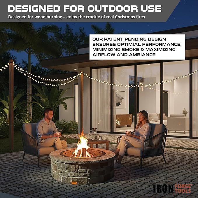 Iron Forge Tools Fire Pit Ring 42 Inch Outer/36 Inch Inner - Outdoor Heavy Duty Metal Round Smokeless Fire Ring Insert Liner - Utility Patent Pending (42x36x10)