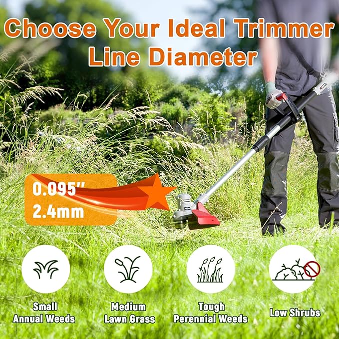 COSY GARDEN TOOLS String Trimmer Line 0.095-Inch 5LB Weed Wacker String Commercial Grade Orange Pentagon Weed Eater String for Most String Trimmer,Multi-Head String Trimmer Attachment
