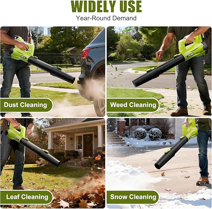 Leaf Blower, Powerful Electric Cordless Leaf Blowers with 2 x 4.0Ah Battery and Charger, Portable Handheld Battery Powered Leaf Blower, Lightweight Blowers for Lawn Care, Garden, Outdoor, Patio, Yard