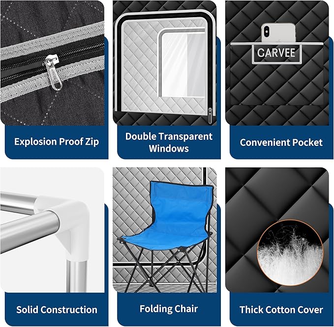 GarveeHome Sauna Box,Portable Sauna for Home with 4L 1500W Steamer,Portable Steam Sauna Tent with 600D Oxford，Explosion Zroof Zip,99 Mins Timer,Foldable for Home Spa