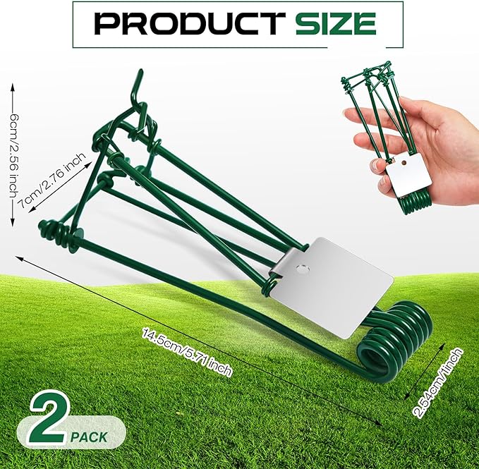 Qualirey 2 Pcs Outdoor Gopher Trap Easy Set Mole Trap Weather Resistant Gopher Killer Vole Killer for Lawn Garden Farm (Green)