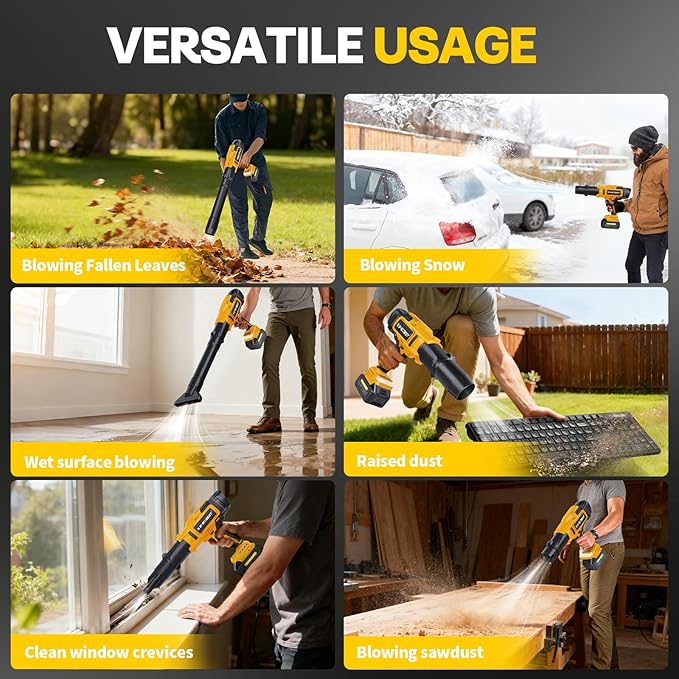 V-MODEST Electric Leaf Blower, 800,000 RPM Compact Leaf Blowers Battery Powered Brushless with 2 * 4.0Ah Batteries, Lightweight Cordless Leaf Blower for Yard, Garage, Car, Lawn, Deck, Patio Cleaning