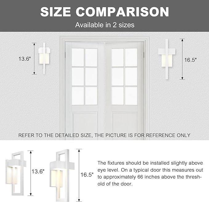 LamQee Outdoor Wall Lights Modern Exterior Lighting Fixtures, 3000K Integrated LED Outdoor Wall Sconce Lighting, Matte White Outside Wall Mount Lights for House Front Door Porch Garage Patio 1 Pack