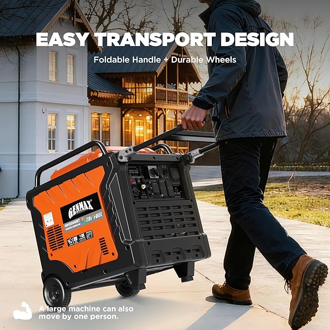 GENMAX 12500W Tri-Fuel Inverter Generator with Bluetooth & CO Shield (2026 Model) - Quiet, 50A Outlet, 2-Wire Auto Start, Ideal for Home Backup, RV, Camping - EPA Compliant (GM12500iET)