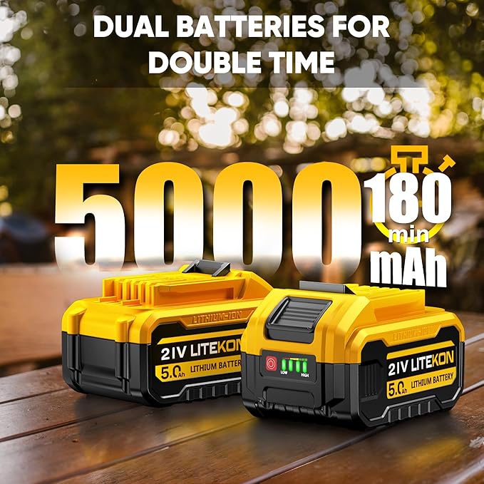 LITEKON Leaf Blower Cordless, 700CFM & 13 Speed Modes, Brushless Electric Cordless Leaf Blowers with 2 x 5.0Ah Batteries and Charger, 21V Powerful Blowers for Lawn Care, Blowing Leaves, Dust, Snow