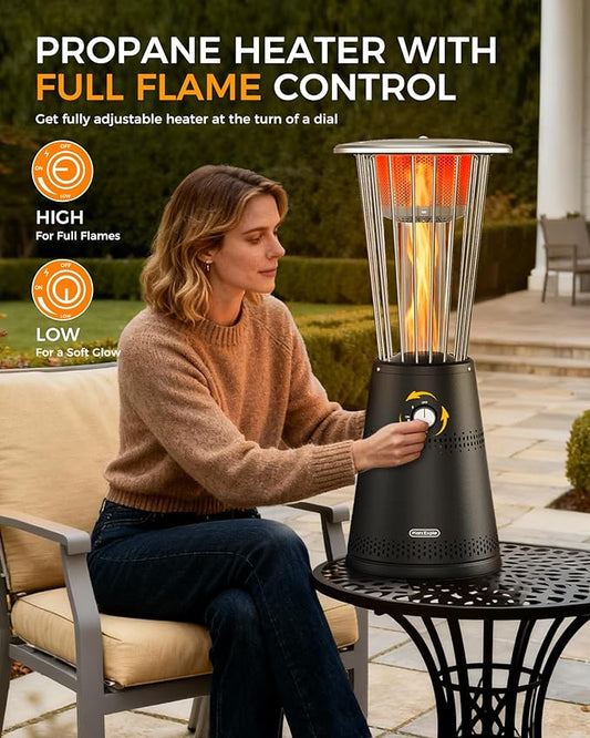 Tabletop Heater Patio Heater, 11,000 BTU Propane Patio Heater for Commercial, Balcony & Porch, Quartz Glass Tube, Portable Small Heater For Outdoor Use, Black