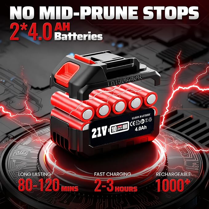 Autubin 6'' Cordless 2-in 1 Pole Saw Mini Chainsaw, Extendable Electric Pole Saw for Tree Trimming, Brushless Motor, Battery Operated with 2*4.0Ah Batteries&Charger, Extension Pole for 16 FT Max Reach