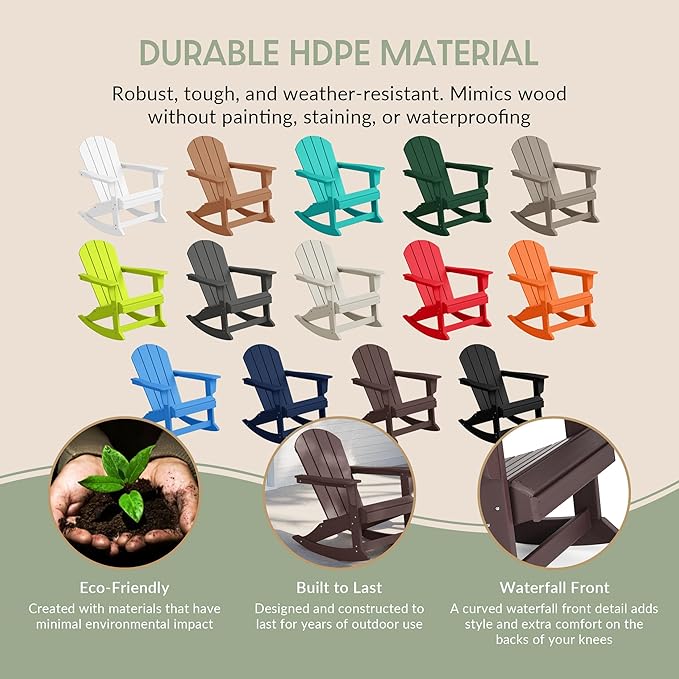 WestinTrends Malibu 2 Piece Set Outdoor/Patio Poly Adirondack Rocking Chairs (2 Seater), Dark Brown