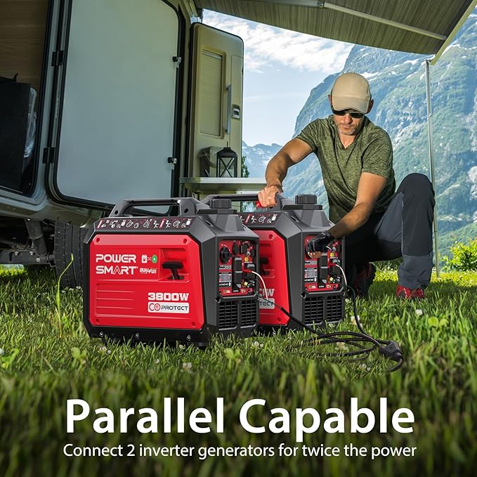 PowerSmart 3800-Watt Portable Inverter Generator with Dual Fuel, CO Protect, 30 amp for RV, Home Use and Emergency Backup