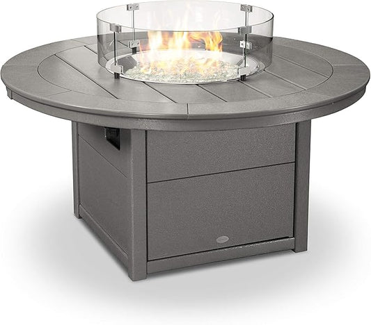 POLYWOOD® Round 48" Fire Pit Table in Slate Grey