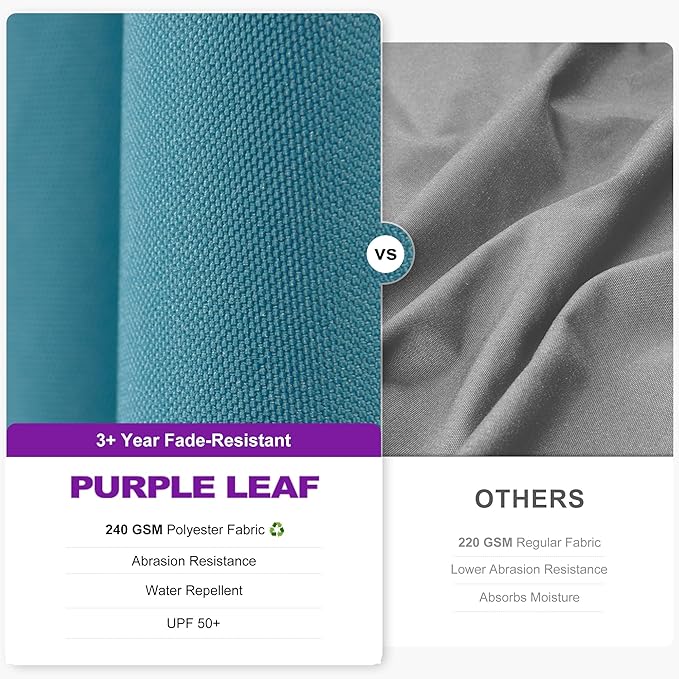 PURPLE LEAF 8' X 8' Tilting Patio Umbrella with Base Outdoor Cantilever Swivel Square Umbrella with Tilt Aluminum Offset Umbrella with 360-degree Rotation for Garden Deck Pool Patio Turquoise Blue