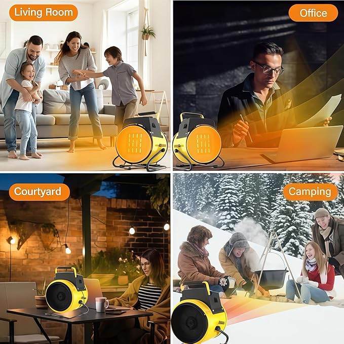 Outdoor Heater for Patio, Portable Heaters for Outdoor Use, Fast Heat PTC Ceramic Portable Heaters, Overheat, 3-Mode Electric Heater for Greenhouse, Outside, Garage, Deck & Patio