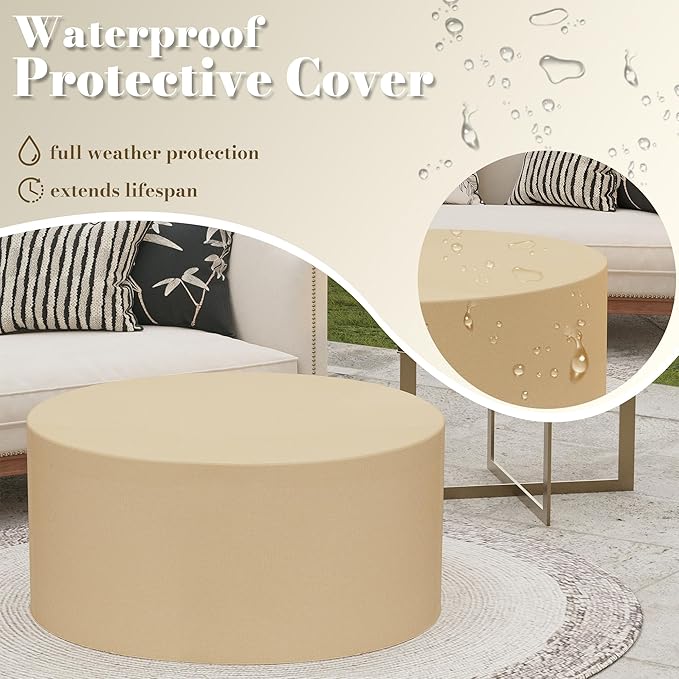 32.5 Inch Propane Fire Pit Table, 50,000 BTU Round Patio Fire Pit Table Outdoor, CSA Certified, Stainless Burner with Steel Lid, Waterproof Cover & Lava Rocks, for Backyard Garden, Gray