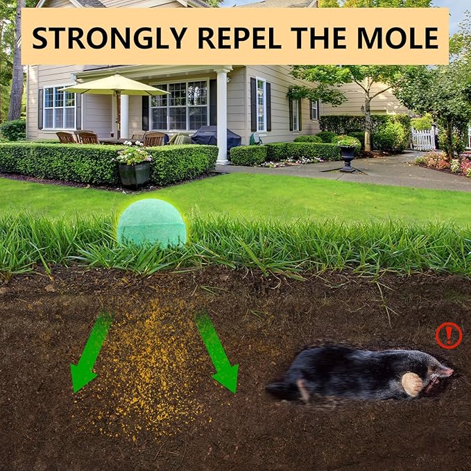 Mole Repellent,Gopher Repellent,Vole Repellent,Mole Repellent for lawns,Mole Trap, Mole Control, Keeps Moles and Voles Out of Gardens,(8balls)