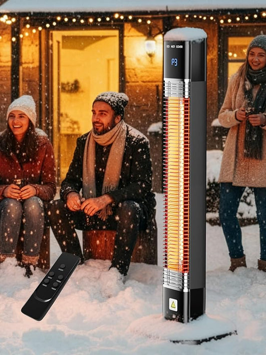 Patio Heater for Outdoor,1500W Electric Infrared Radiant Heaters with Remote for Garage Bedroom Backyard, Room Space Heater with 24H Timer,3 Heat Settings,Tip-over Protection for Indoor, 25"