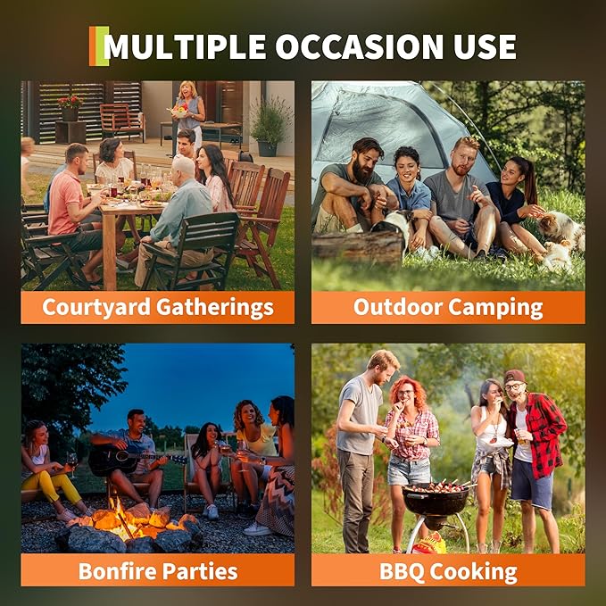 16In Smokeless Fire Pit - Wood Burning Firepit Table with Removable Ash Pan & Dust Bag, Outdoor Fireplace for Patio BBQ, Camping, Bonfire
