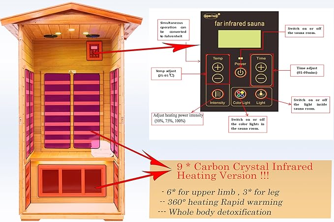 LTCCDSS Outdoor Mahogany Sauna 1 Person, Low EMF Far Infrared Sauna for Home, Withstand Outdoor Temp -10℉-149℉| EMF Readings Below 0.5mG, 9 Low EMF Boards-Chromotherapy-Bluetooth Speaker