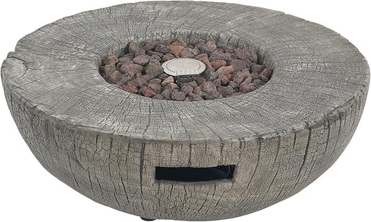 Propane Fire Pit Table, 28" MGO Firepits for Outside, Round Gas Fire Pit for Outside Patio, Propane Fire Table with Rocks and Weather Protection Cover, 30,000BTU