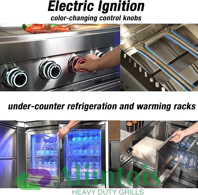 BBQ Grill Island Outdoor Kitchen: Luxury 160 Inch 6-Burner 96000 BTU Stainless Steel Built-in Propane Gas Barbecue Station with Wine Cooler Refrigerator, Rotisserie, Storage Cabinets, Drawers, Sink