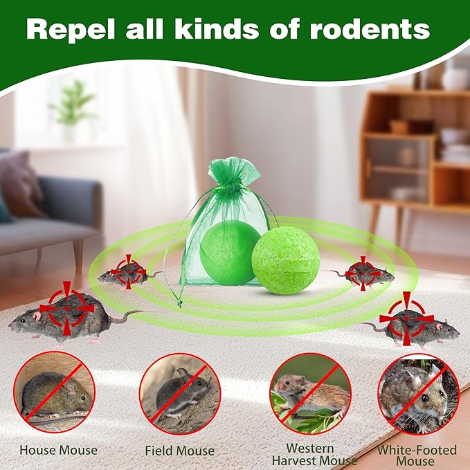 12Pack Mouse Rodent Repellent & Pest Defense - Natural Peppermint Oil Deterrent Rodent Repellent for Indoor/Outdoor Use - Repel Mice and Rat Safe Around Kids & Pets
