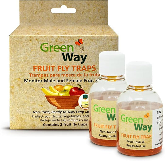 Greenway Traps Fruit Fly Trap, Indoor and Kitchen, Reduced Fruit Fly Infestations, Non-Toxic, Long-Lasting, 2 Packs (Includes 4 Traps)